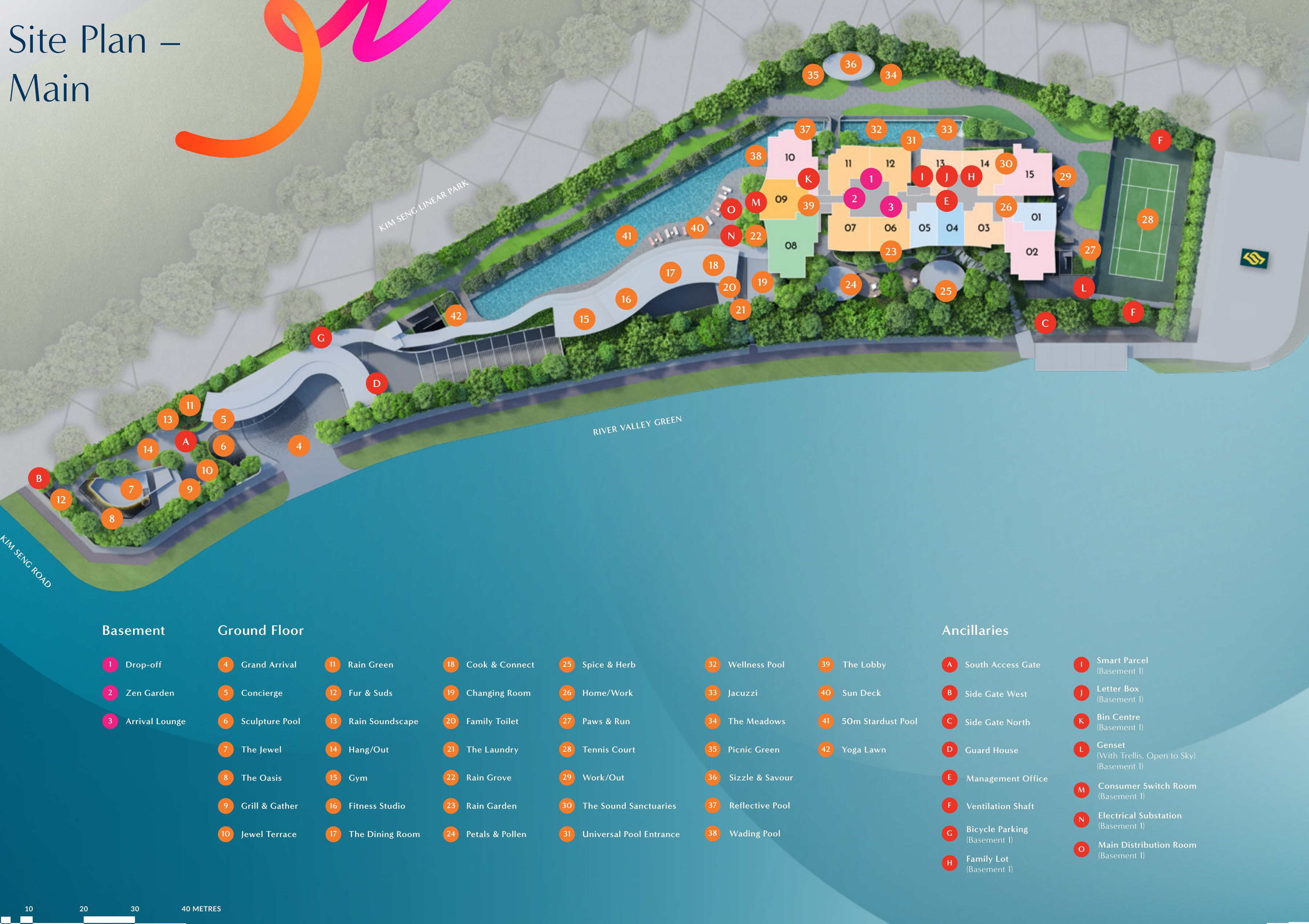 River Green official main site plan and facilities legend